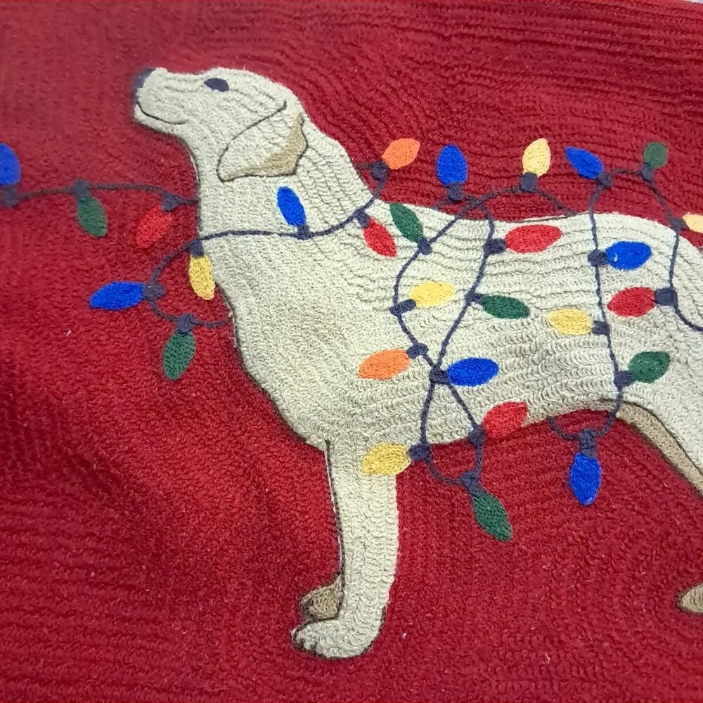 Pottery Barn Christmas‎ Dog String Lights Pillowcase Sham red pillow case 16x26